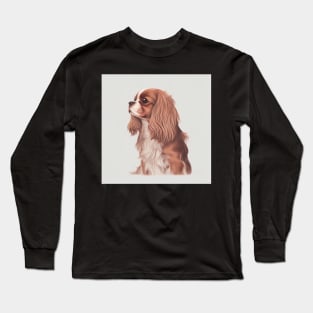 Cavalier King Charles Spaniel Portrait Drawing Long Sleeve T-Shirt